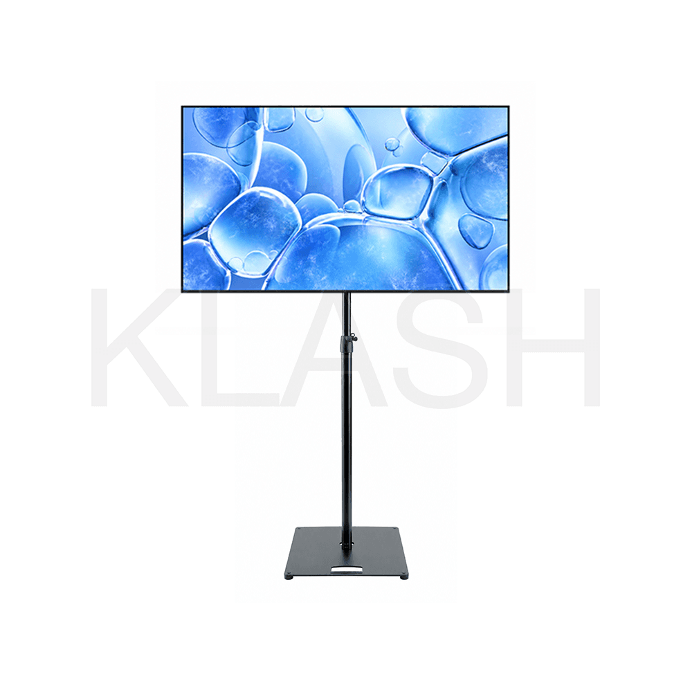 NOLEGGIO SET MONITOR SAMSUNG 65" MILANO DISPLAY 4K UHD CON STAND KÖNIG & MEYER A BASE QUADRATA PER CONFERENZE, FIERE ED EVENTI